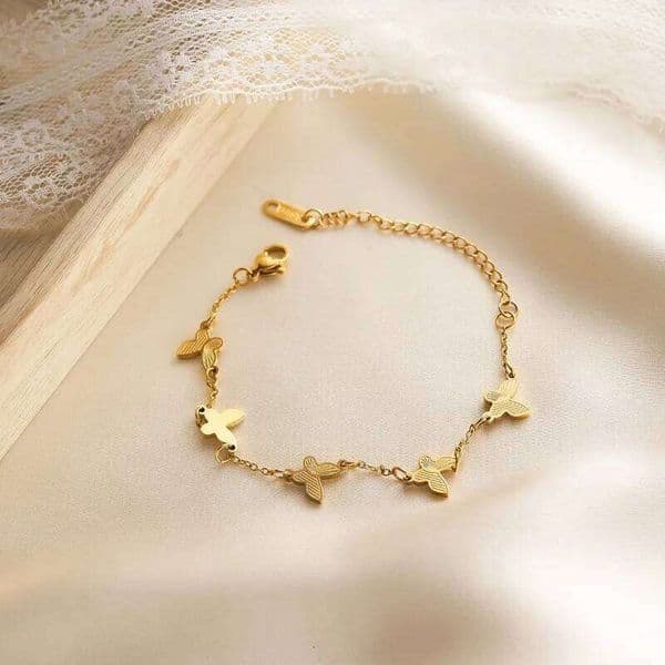 Sweet Exquisite 18k Gold-color Stainless Steel Adjustable Butterfly Bracelet for Woman Girls Jewelry Accessories Gifts Wholesale Z260313