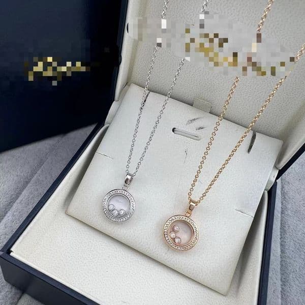 chopardies necklace Designer Jewelry Necklace Product Full-Diamond Three-Bead Round Necklace with Large Diamond Inlay and Unique Design for Women