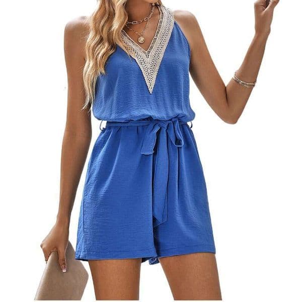 Cross-Border Women's Clothing Wish Amazon Jumpsuit Personality Street Solid Color Sleeveless 2025 European and American Spring Summer New Style