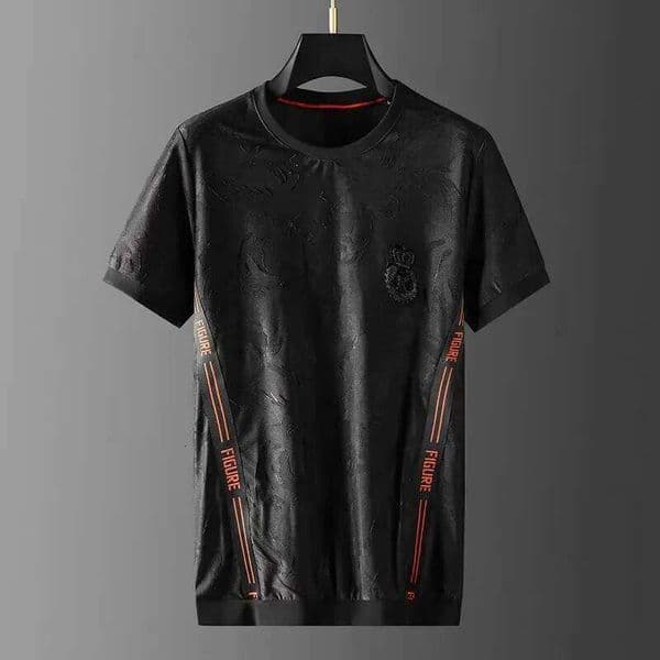 High end luxury short T-shirt trend personalized jacquard embroidery half sleeve men's loose large top J260312