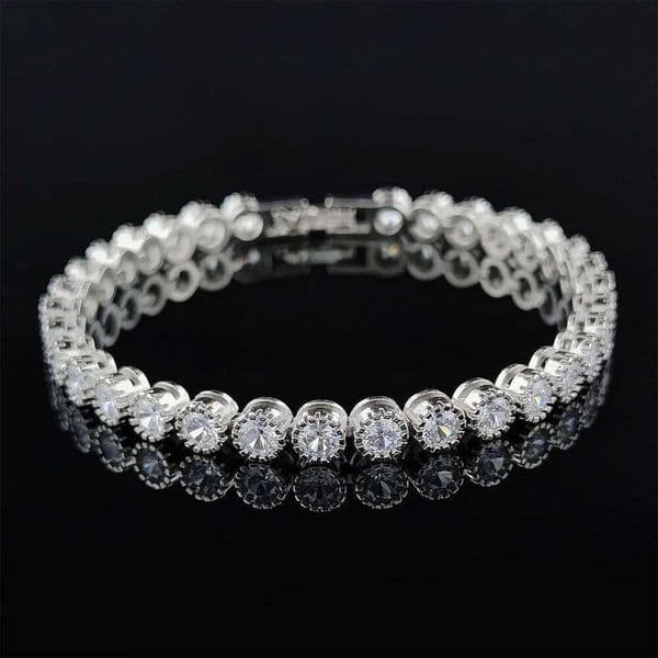 Luxury 4mm Round CZ silver color on hand Tennis Bracelet & Bangles For Women Jewelry Wedding Valentine's Day Gift S4785 Z260313