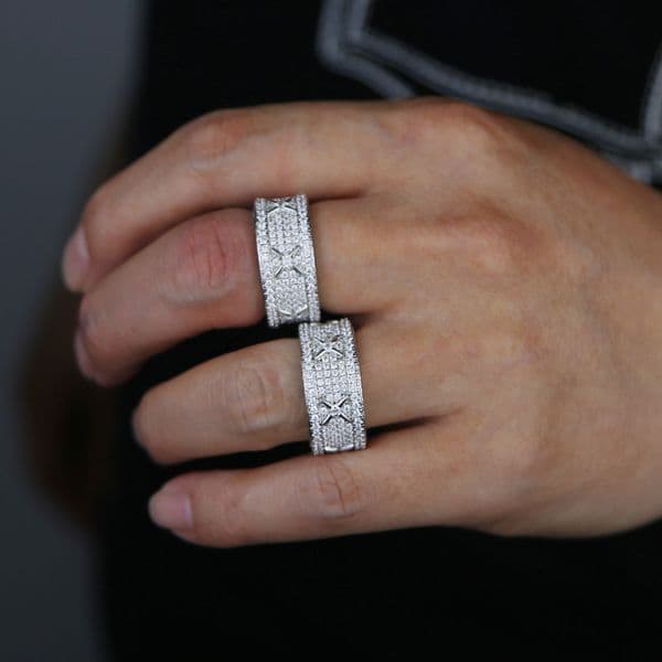 Charming Silver Plated Wide Ring With Zircon And Star Shaped Decorations Bold Streetwear Men s Gift High Quality Ring