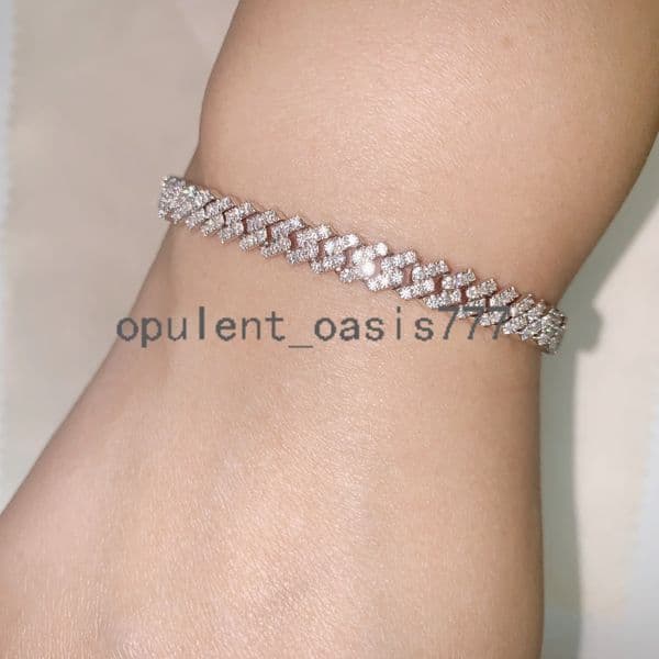 Small Iced Out Bracelet Necklace 5mm Prong Chain Cuban Link Chain Moissanite Cuban Link Bracelet for Women