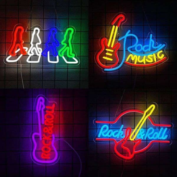 Music Series Neon Wall Decor,Light Up Sign Bar, Music,Concert,Man Cave,Party,Club,Gifts For Rock Fans 26H0313