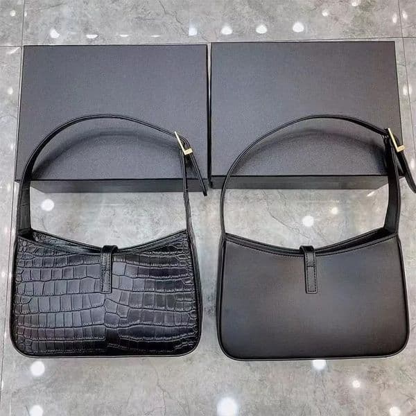 Luxury Designer Fashionable Crocodile Pattern Leather Underarm Bag For Women Urban Minimalist Style Small Size Soft Shape Single Shoulder Strap