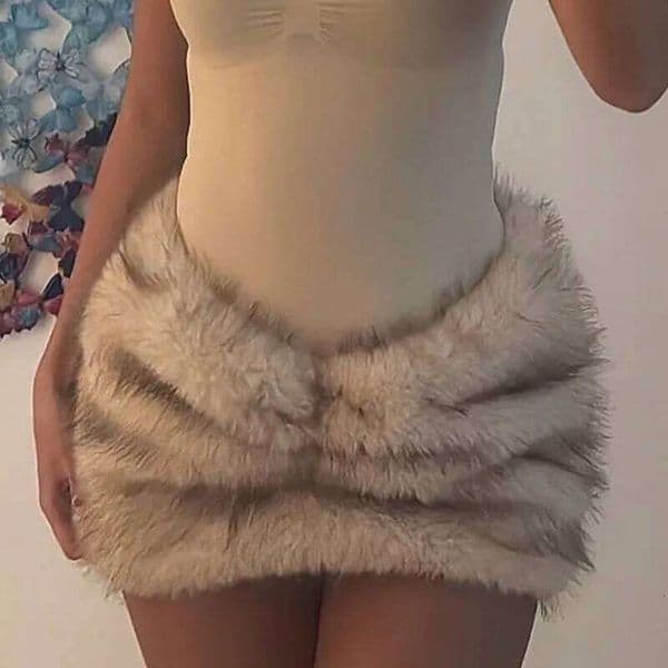 2025 Fall Winter Faux Fur Bodycon Mini Skirts Women Fashion Sexy Low Waist Hipster Furry Night Clubwear Bottoms Streetwear Skirt Z260313