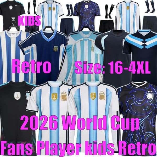 Argentina 2026 World Cup MESSIS Soccer Jerseys 50th 26 27 Home away Star Fans Player Football Shirt Version MAC ALLISTER DYBALA DI MARIA MARTINEZ DE PAUL Men Kids kit