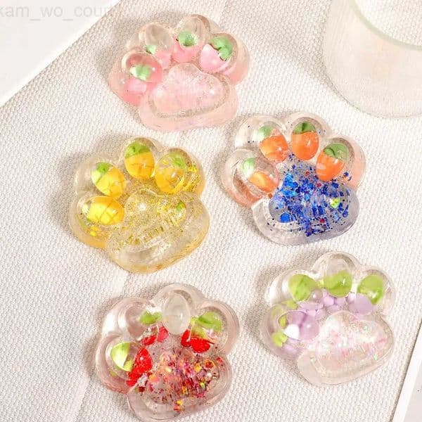 Fruit Cat Paw Squeeze Toy Kneading Soft Fruit Pinch Fidget Toy Handmade Cat Paw Slow Rebound Decompression Toy Children Gifts H260313