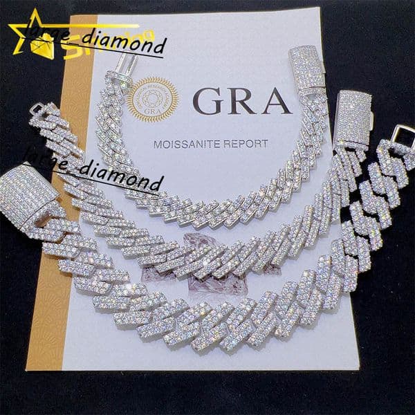 Cheap Wholesale Price Sterling Silver Iced Out Diamond VVS Moissanite Cuban Link Chain Necklace