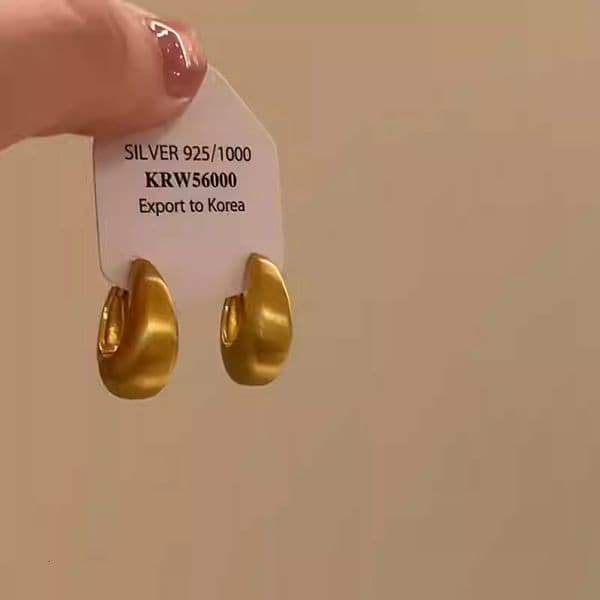 2026 New French Style C-Shaped Geometric Hoop Earrings, Gold Brushed High-End Niche Design, Elegant Festival Jewelry