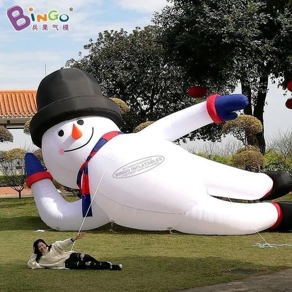 Advertising giant inflatable Christmas snowman inflation lying cartoon snow character for outdoor park decoratio