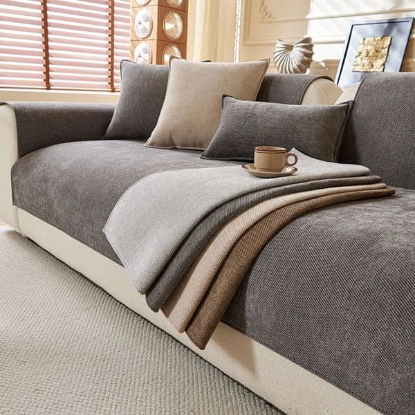 Minimalist Twill Chenille Anti-Slip Sofa Cover for All Seasons Living Room Furniture Decor Couch Cushion Cover Slipcover 260312