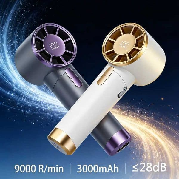 Portable Handheld Fan Gear Adjustable 3000mAh Metal Body LCD Display High Wind Silent Hair Dryer For Travel 24-hour Shipping D260313