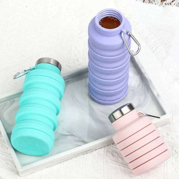 1pc Collapsible Water Bottle, Reuseable Free Silicone Foldable Bottles Portable Hiking Cup For Outdoor Mountaineering Tours Z260314