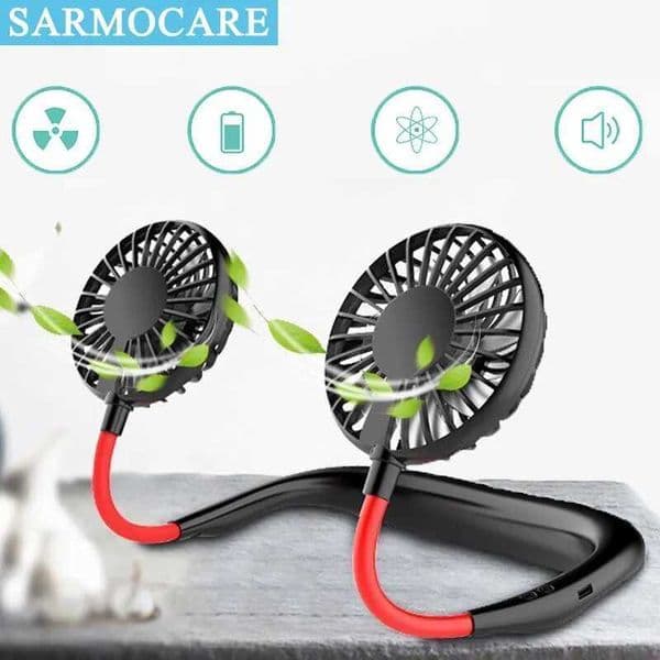 USB Mini Neck Fan Rechargeable Portable Hanging Neckband Fan Neck Sports Fan 3 Speed Adjustable Dual Electric Cooler Fan D260313