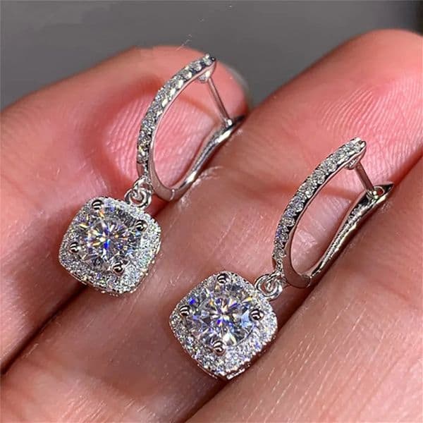 D 3ct Earrings 925 Sterling Silver OriginalCertified 1ct Hoop DropDangle Earrings 2ct Huggie for Women 260302
