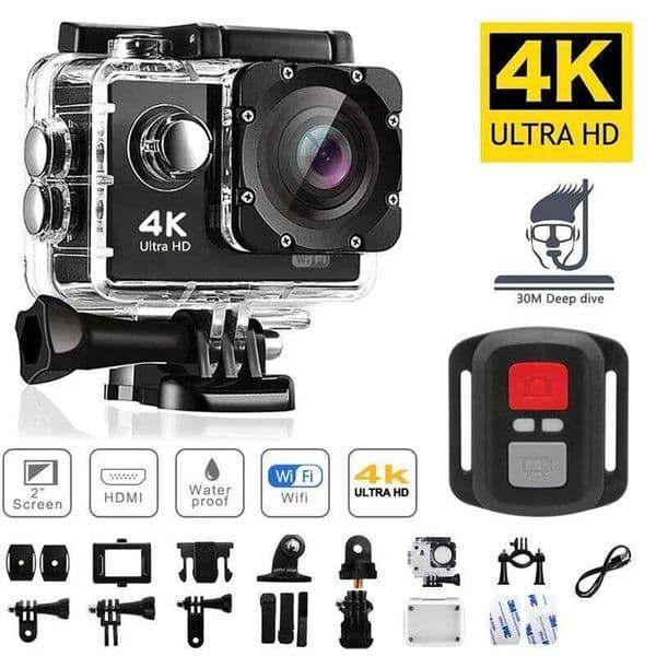 Ultra HD 4K Action Camera 1080P/30FPS WiFi 170D Diving Underwater Waterproof Helmet Vedio Remote Control Mini Sport Cam 26H0313