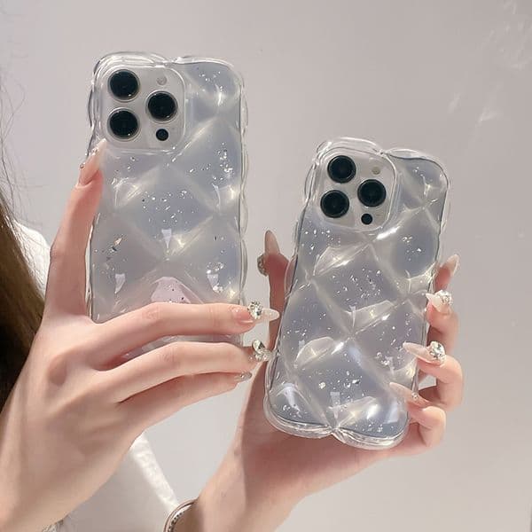 Stereo Diamond Plaid Phone Case For Iphone 16 15 14 13 Pro 12 11 Max Plus 16Pro Glitter 16Promax Phone Case 15Pro Creative 15Promax Hard 14Pro Cover 14Promax 12Pro Shell