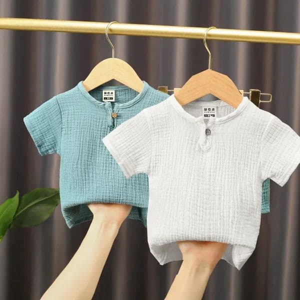 Baby Girls Boys T Shirts Linen Cotton Tops Children Tshirt Summer Clothes Kids 260312