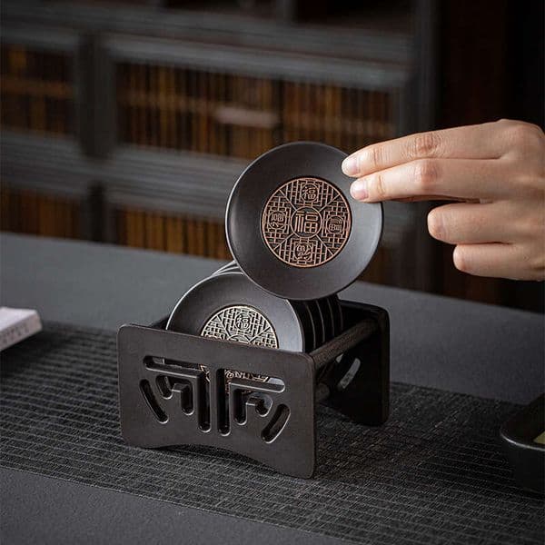 Chinese-style Bakelite coaster, absorbent ceremony accessory, tray, Kung Fu tea set spare parts set, cup holder, anti-scalding and heat-insulating