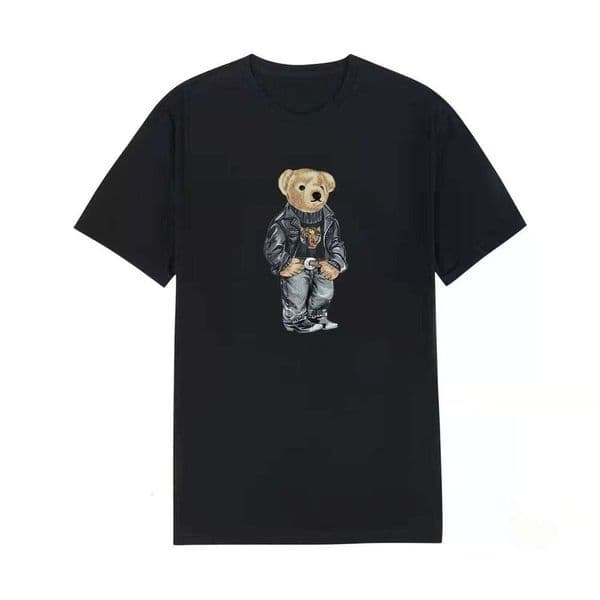 2025 US new Bear Print pure cotton men's round neck couple short sleeved T-shirt Z260313