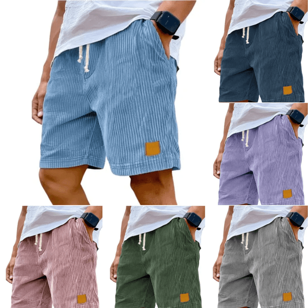Men's Retro Casual Shorts Fashion Solid Sweatpants Harajuku Corduroy Short Pants New Men Clothing Roupas Size S-5XL