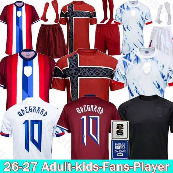 26 27 Norway Soccer Jerseys Haaland Strand Larsen Bobb Berge Ryerson Schjelderup fans Jerseys 24 25jersey football Norwegiannorway Kids fans player men kids kit