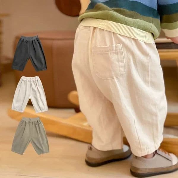 Solid Boy Kids Fashion Trousers Toddler Clothes Summer Spring Baby Pocket Ankle Length Loose Girl Children Casual Pants 260305