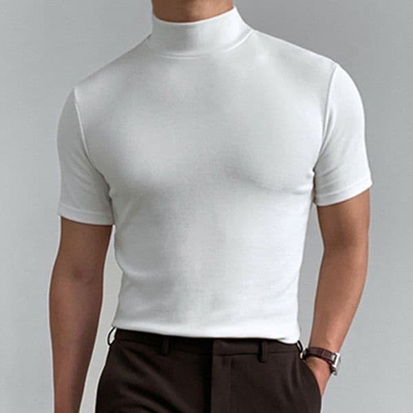 Men's Designer T-shirt Polo Clothing In Stock Summer Solid Color Shortsleeve Designer Hoodie Fashion Base Shirt Men's Tightfitting Highneck
