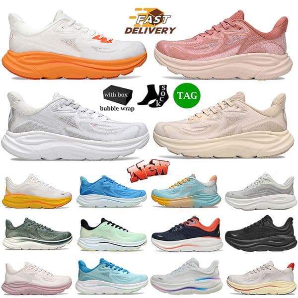 Designer shoes Clifton 10 Bondi 9 Running shoes Men Women Sneakers Classic Fashion White Black Pink Blue Grey Navy Green Orange Outdoor Sport Trianers Eur Size 36-45