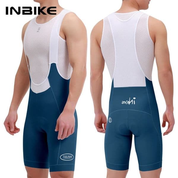 INBIKE Mens Cycling Bib Shorts High Waist Breathable with Padded for Road Bike Spring Summer Cycling Clothing Man with Pockets 260309