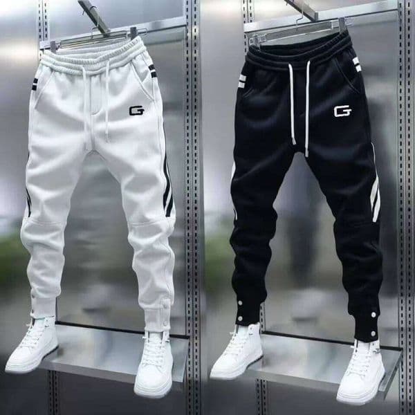 Trendy Men's New Embroidered Splicing Legged Casual Versatile, Stainproof, Solid Color Sports Pants, Elastic, Harun Stret 26W0314