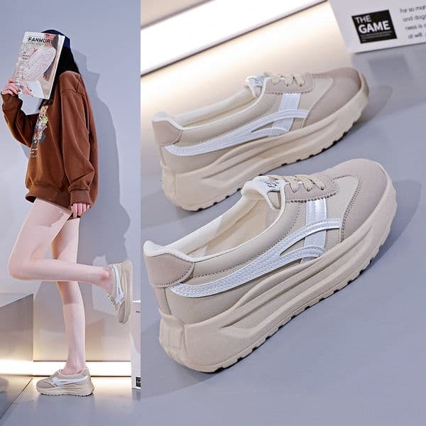 Ddmysports Women S Thick Soled Sneakers Spring And Autumn New Fashion White Versatile Shoes For Female Students RL K Outdoor