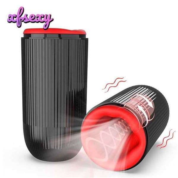 Sucking Rotation Vibrator Automatic Masturbator Cup Realistic Vaginal Penetration Pocket Pussy Deep Throat Sex Toy for Men 1P8a