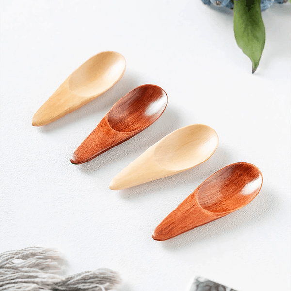 500pcs Cute Melon seed shape Drop-shaped Handmade Mini Wood Tea Scoops Kung Fu Tea Spoon Black Green Tea Shovel Gift