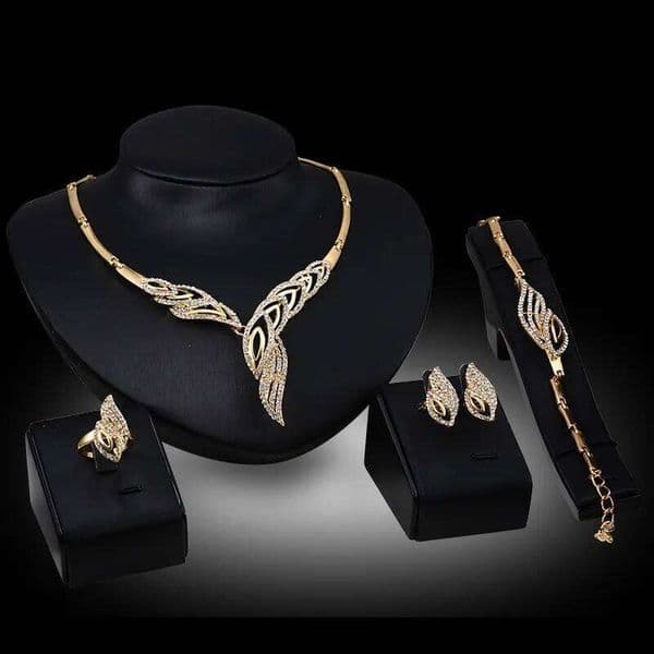 Women's fashionable design metal earrings, necklaces, bracelets, ring sets suitable for banquets and holiday gifts Z260313