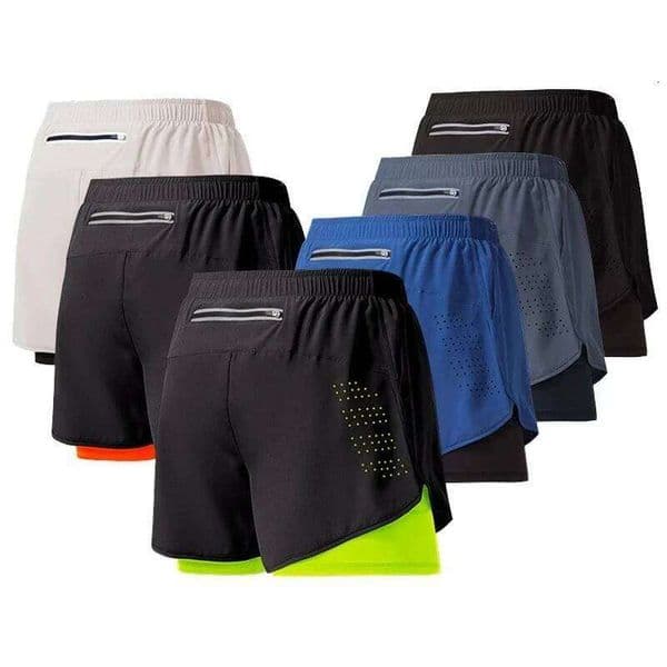 Fitness Men's Running Workout Gym Quick-drying Double Layer Bodybuilding Training Short Pants Sport Shorts Men Z260314