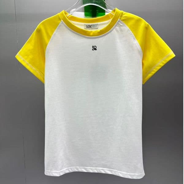Crossover Color Matching Embroidery Short Sleeved Round Neck Fitted Short Sleeved Design, 2026 New Style Fashion Daily Attire Short Sleeve Shirt