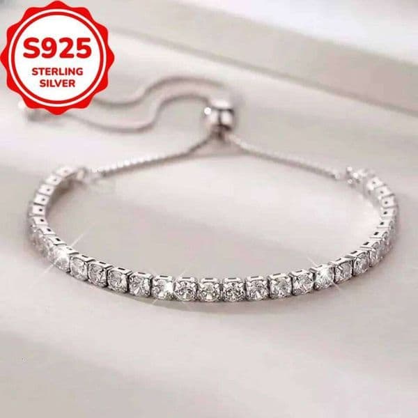 Fine 925 Sterling Silver Bracelet Elegant Zircon Tennis Crystal Chain for Women lady Fashion Noble Engagement Wedding Glam Z260313