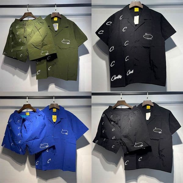 Designer shorts Men Tracksuit tshirt pants shirts tees jacket Letter Printed Lapel Shirts Elastic Waist Casual Shorts Summer Breathable Streetwear Two Pieces Set
