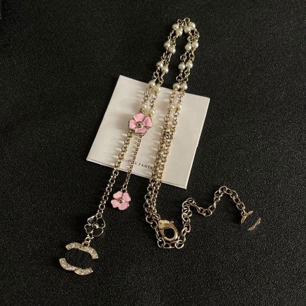 Necklace designer necklace luxury jewelry women metal high quality 12A diamonds letter Stainless Steel pearl necklace charm necklace style gift very good