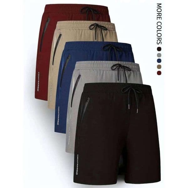 Men's Five-Piece Fitness, Swimming, with Zipper Pockets, Quick-Drying, Casual, Breathable, Drawstring Shorts, Suitable for Summer Outdoor Sports, Fitness Z260314