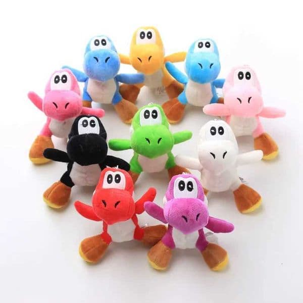 10pcs 12cm Anime Game Yoshi Plush Toys Kaii Animals Pets Tortoise Plush Peluche Soft Stuffed Dolls Pandent Keychain Kids GiftsXJ260314