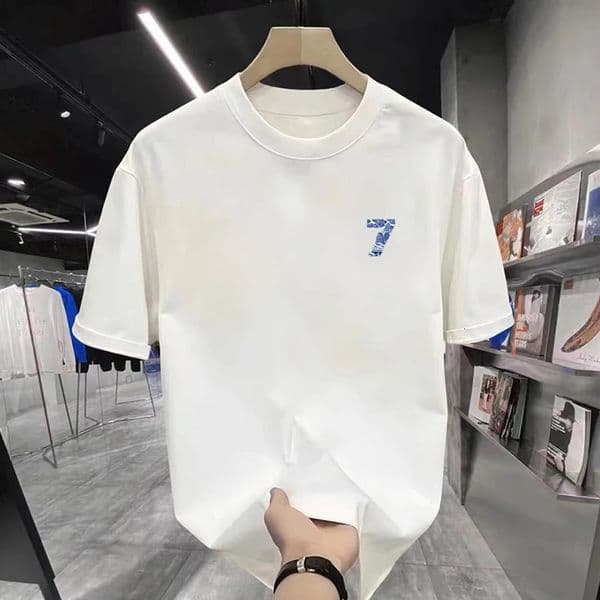 Summer mens 100 pure cotton shortsleeved Hong Kongstyleins trendy American retrocasualversatileloosepurecotton Tshirt 260228