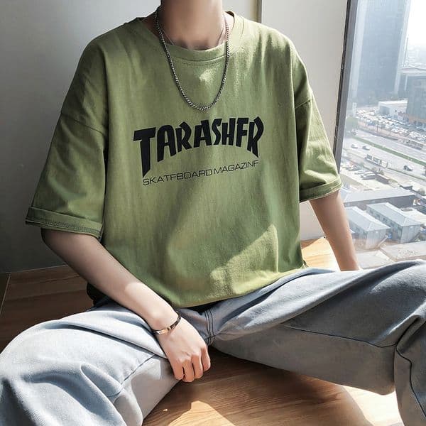 Summer Letter Men Trendy Hong Kong Style Designer Hoodie Trendy Celebrity Clothing Men's Polo Half Sleeve Designer T-shirt Ins Short Sleeve Loose Fit Men's Clothing