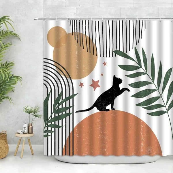 Abstract Art Nordic Wind Boho Shower Curtain Polyester Bath Accessories Morandi Color Block Curtains For Bathroom Decor Hooks S260312