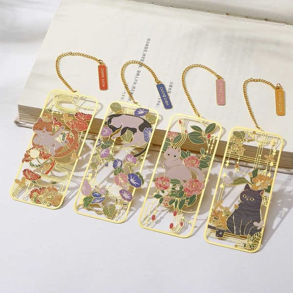 Cute Cat Cultural and Creative Metal Hollow Bookmark Ancient Style Small Batch Gift Teachers Day University Commemoration L260314