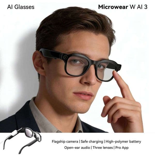 Microwear W 3 W93 800W Camera AI Men Color-Changing Smart Translation Glasses Photo Video Recording