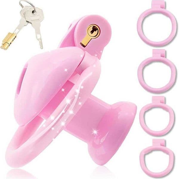11A HeartShaped Chastity Cage Lock Set with Urine Holder and 4 Curved Rings Negative Sissy Cock Cages in 2 Sizes SM Sex Toy for Men