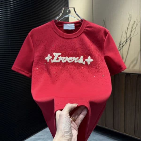 2026 Rhinestone Short-sleeve Men's Starry Pattern Round Designer Hoodie Neck Casual Base Shirt Red For The Designer Polo T-shirt Of The Zodiac Men's Short-sleeve
